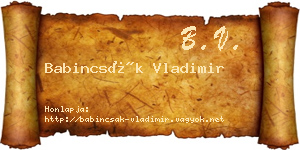 Babincsák Vladimir névjegykártya